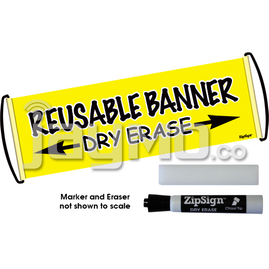ZipSign Dry Erase Banner - Game Day Pack - Yellow Solid - #161 - Rolls Itself Up, Unrolls to 9.5” x 27”, Reusable, Portable, Fits In Your Pocket