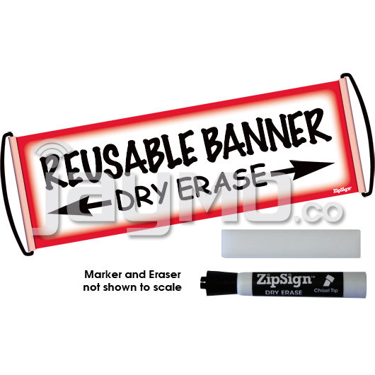 ZipSign Dry Erase Banner - Game Day Pack - Red Border - #171 - Rolls Itself Up, Unrolls to 9.5” x 27”, Reusable, Portable, Fits In Your Pocket