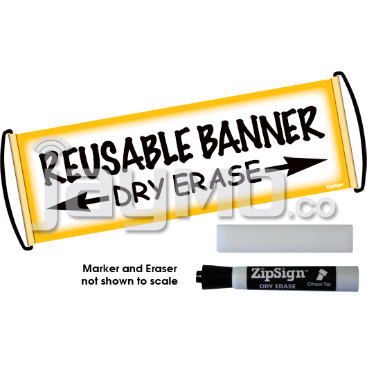ZipSign Dry Erase Banner - Game Day Pack - Gold Border - #173 - Rolls Itself Up, Unrolls to 9.5” x 27”, Reusable, Portable, Fits In Your Pocket